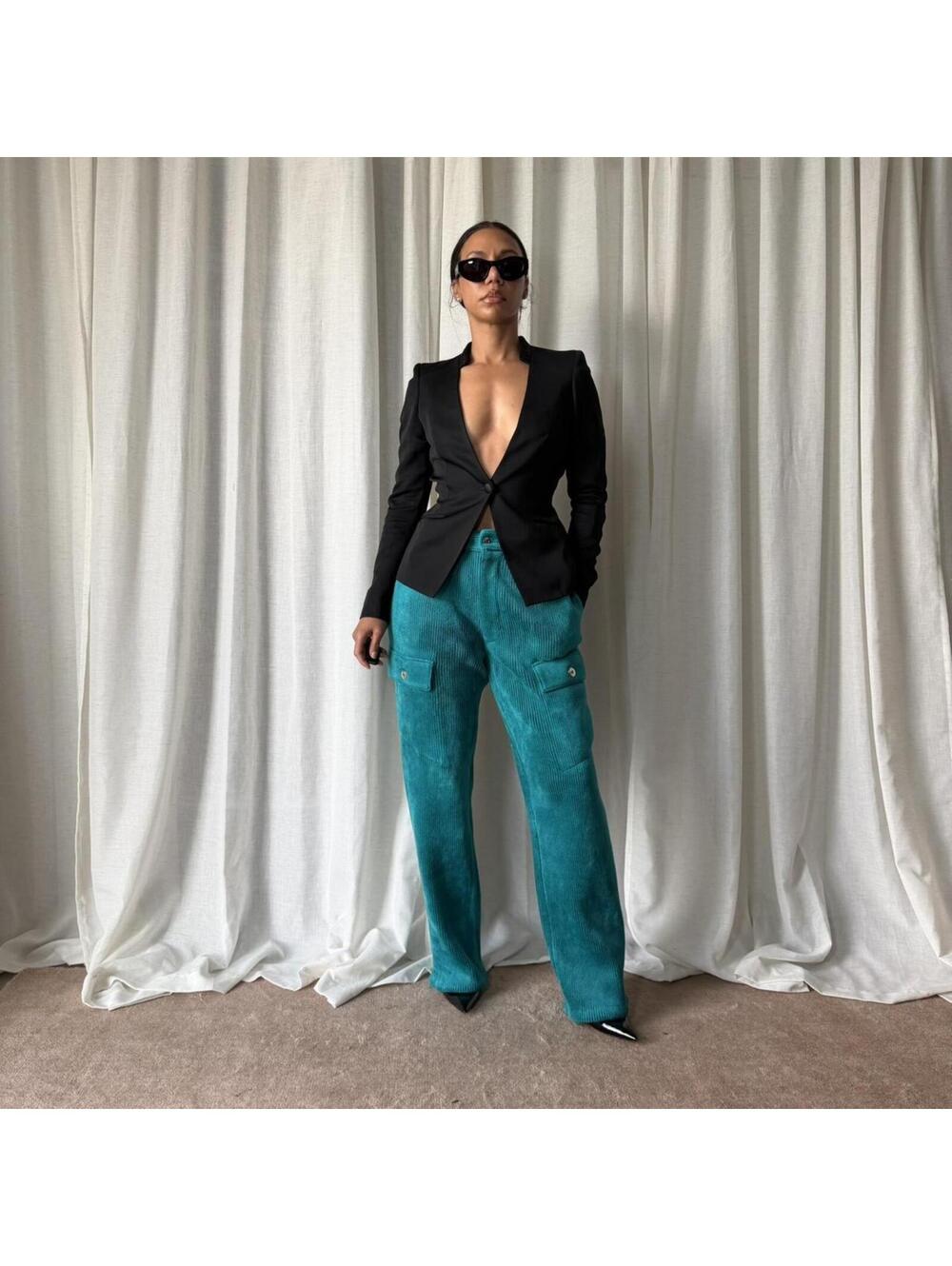 Bottega Veneta Men's Blue and Green Trousers
